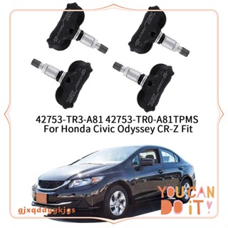 เซนเซอร์วัดความดันลมยางรถยนต์ TPMS แบบเปลี่ยน สําหรับ Honda Civic Odyssey CR-Z Fit 42753-TR3-A81 42753-TR0-A81 4 ชิ้น