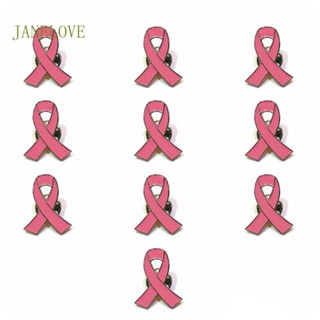 Jlove 10 ชิ้น เครื่องประดับสตรี เคลือบ สีชมพู ริบบิ้น เข็มกลัด Pins เอาตัวรอด มะเร็งเต้านม ความตระหนัก ความหวัง ปกเสื้อ กระดุม ป้าย