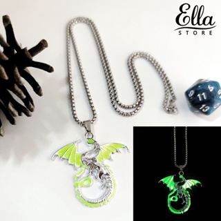 Ellastore123 สร้อยคอ จี้มังกรบิน เรืองแสง สไตล์ฮิปฮอป วินเทจ เครื่องประดับ สําหรับผู้ชาย ผู้หญิง เต้นรําดิสโก้