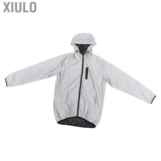 Xiulo Cycling Hooded Jacket  High Practicality Full Reflective  Water Resistant for Hiking