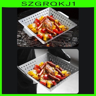 [szgrqkj1] ตะกร้าย่างบาร์บีคิว ผัก ใช้ซ้ําได้ สําหรับตั้งแคมป์ กลางแจ้ง