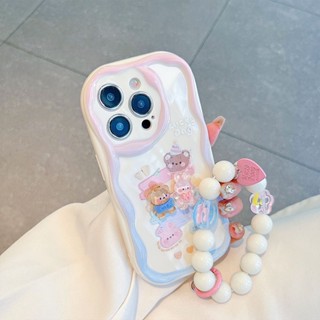 เคสโทรศัพท์มือถือ TPU ขอบโค้ง ลายกราฟฟิตี้หมี กระต่าย 3D พร้อมสายคล้องมือ สําหรับ Infinix Hot 20i 30i 8 9 20 12 30 10 11 Play 8 Lite 9 PRO 11 Plus 10 Lite Note 12 PRO