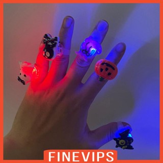 [Finevips] แหวนสวมนิ้วมือ มีไฟกระพริบ LED ของเล่นฮาโลวีน สําหรับเด็กผู้ชาย