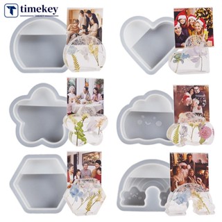 Timekey แม่พิมพ์ซิลิโคนเรซิ่น อีพ็อกซี่ รูปหัวใจ สีรุ้ง สําหรับทํางานฝีมือ DIY C8F4 1 ชิ้น