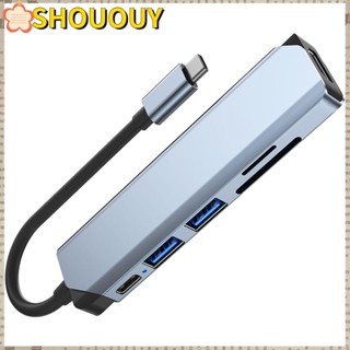 Shououy ฮับ USB C 6 in 1 SD TF RJ45 USB 3.0 สําหรับแล็ปท็อป พีซี