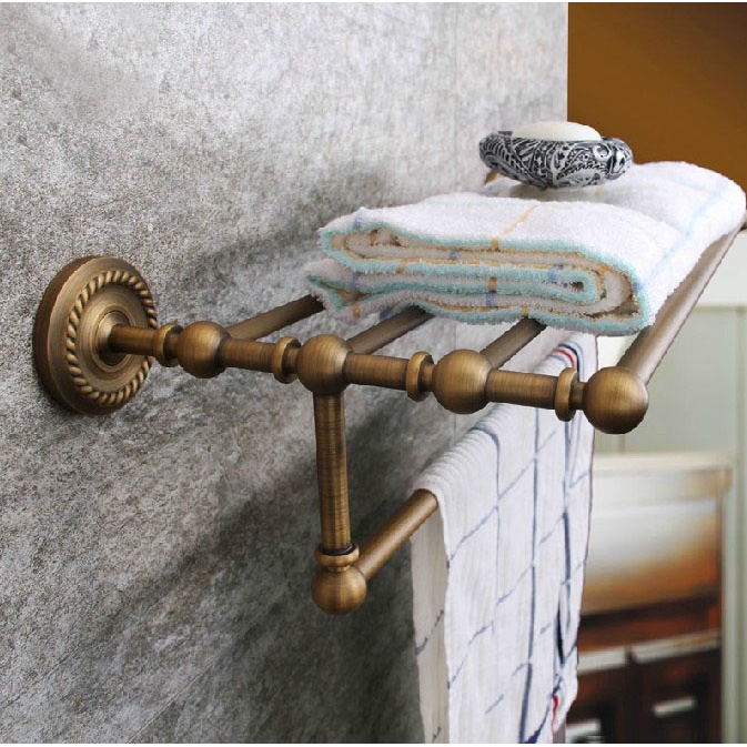 ชั้นวางผ้าขนหนู ทองเหลือง สไตล์โบราณ สําหรับห้องน้ํา Mba087