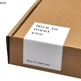 Bak สติกเกอร์ ลาย Nice To Meet you สีดํา สีขาว สําหรับติดตกแต่งกล่องบรรจุภัณฑ์ 50 ชิ้น