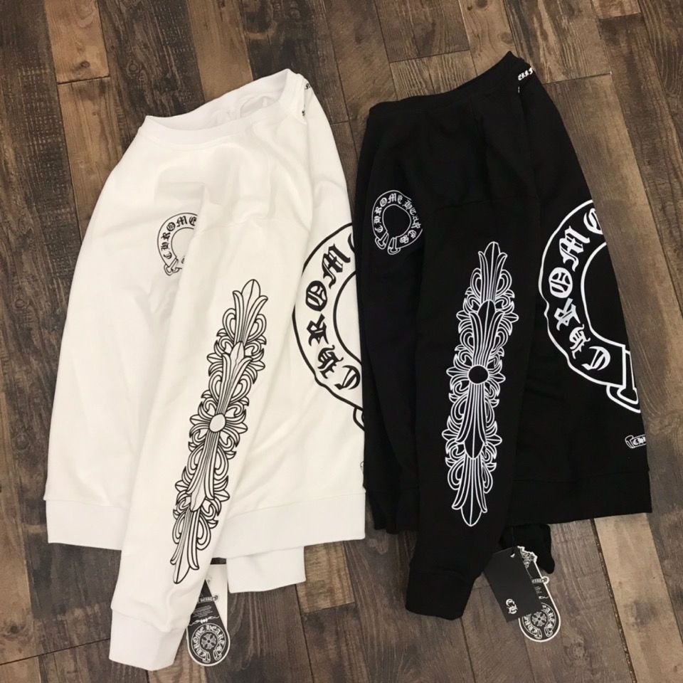 เสื้อกันหนาวแขนยาว คอกลม ผ้าฝ้ายแท้ ลาย Chromehearts Terry Kirin สไตล์สตรีท สําหรับคู่รัก