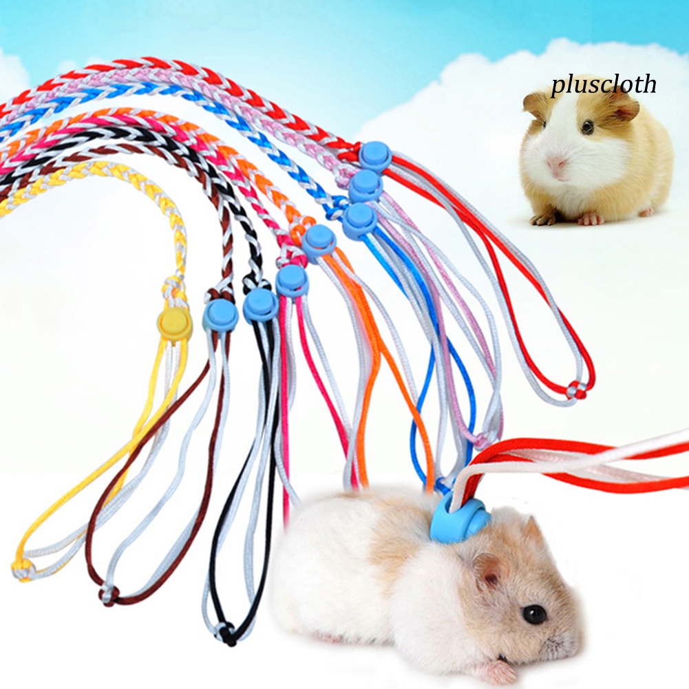 (PO) ปลอกคอเชือกจูงสัตว์เลี้ยง หนูแฮมสเตอร์ กระต่าย ขนาดเล็ก ปรับได้ 1.4 2 เมตร