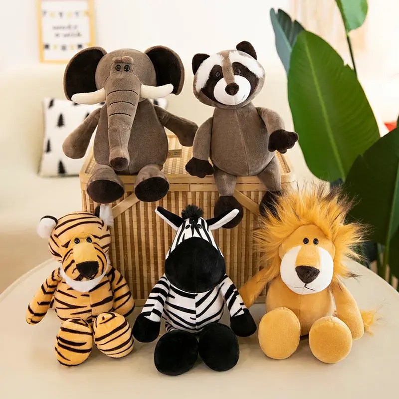 25cm Forest Animals Stuffed Plush Doll Toys Kids Giraffe Elephant Monkey Lion Tiger Plush Animal Toy