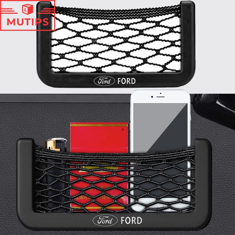 Ford ตาข่ายเก็บของ สำหรับใช้งานในรถยนต์ ติดด้านข้างเบาะรถยนต์ เหมาะกับการเก็บโทรศัพท์มือถือ กระเป๋า นามบัตร ของชิ้นเล็ก Ranger Raptor Everest Fiesta Focus Mustang Escape Ecosport STI