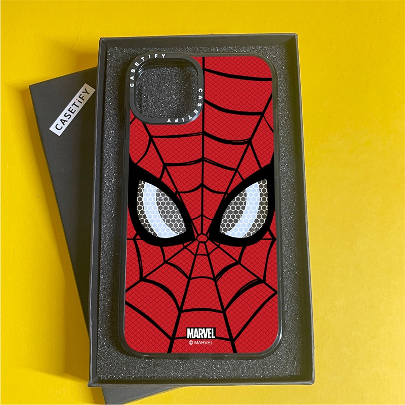 Casetify X เคสโทรศัพท์มือถืออะคริลิค TPU แบบแข็ง ขอบสีดํา ลาย Spider Man พร้อมกล่อง สําหรับ Apple IPhone 11 12 13 14 15 Pro Max