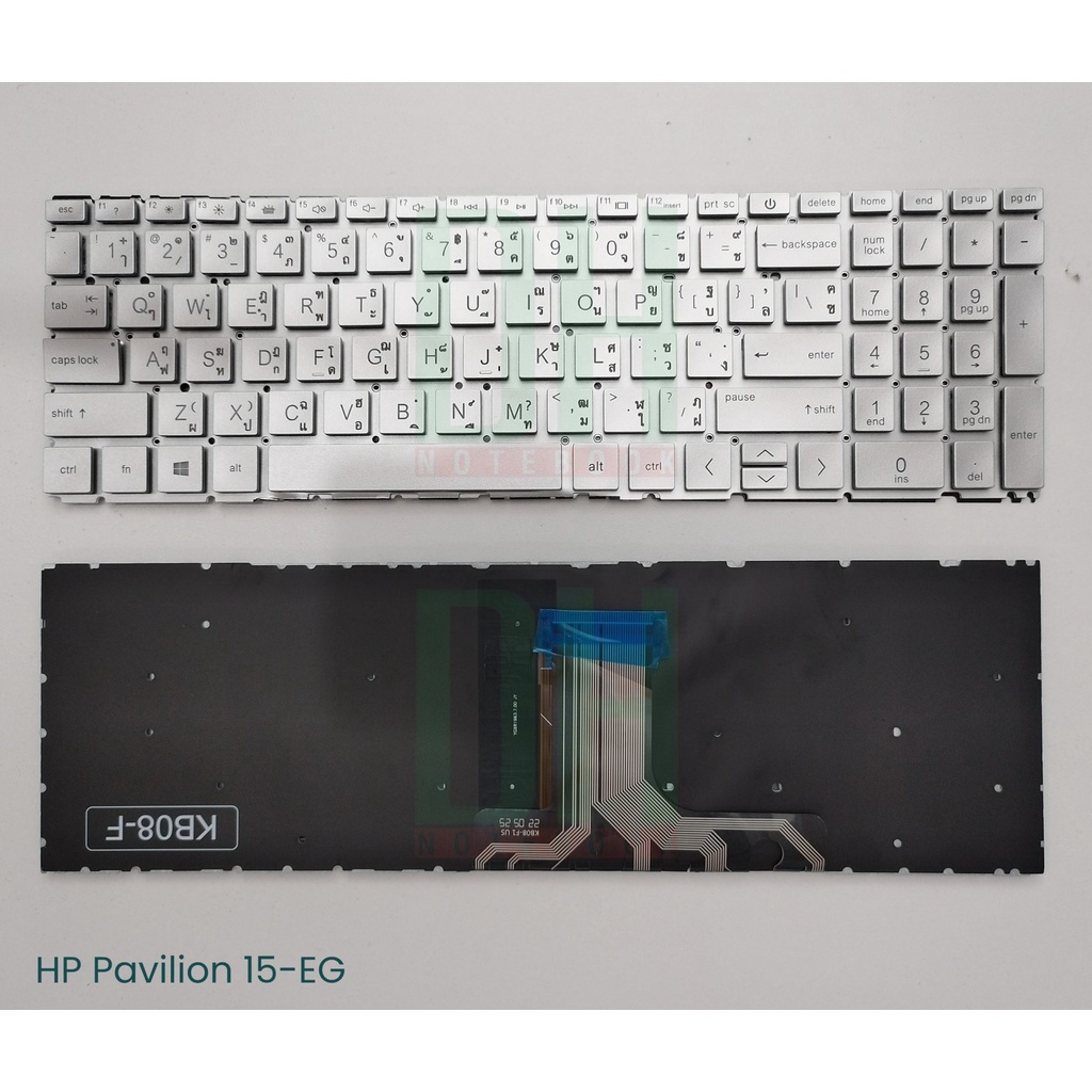 แป้นพิมพ์ คีย์บอร์ดโน๊ตบุ๊ค  HP PAVILION 15-EG, 15-EH Laptop Keyboard มีไฟ สีเงิน