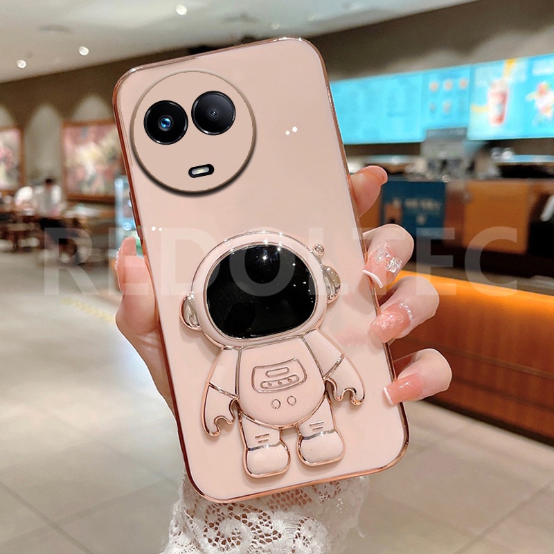เคส Realme 11X 11 5G เคสโทรศัพท์มือถือ ซิลิโคนนิ่ม ลายนักบินอวกาศ 6D พร้อมขาตั้ง สําหรับ