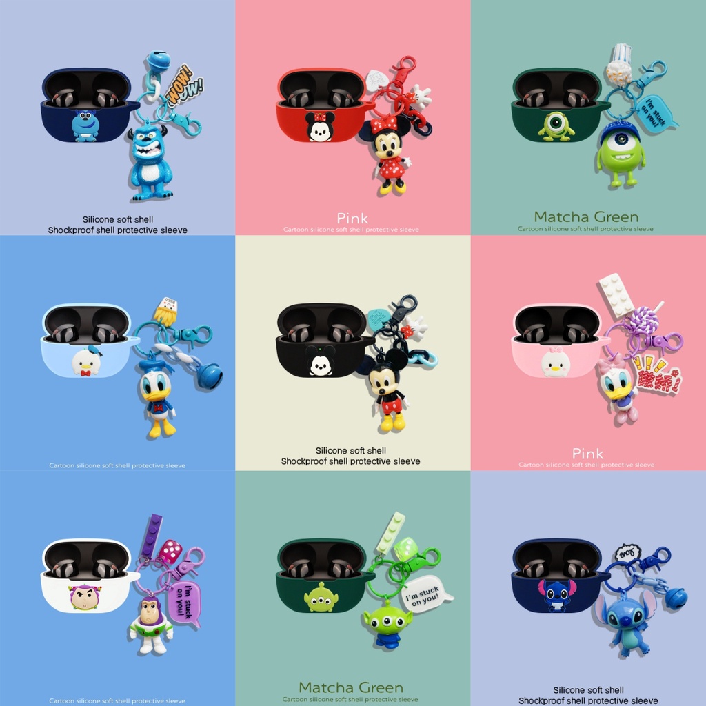 For Sony WF-1000XM5 Case Cartoon Stitch Keychain Pendant Cute Strawberry Bear Sony WF-1000XM5 Silico