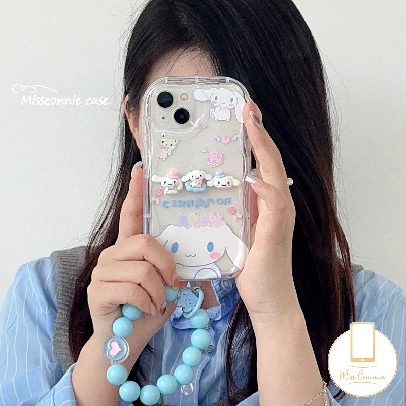 เคสโทรศัพท์มือถือ แบบนิ่ม ลายการ์ตูน Cinnamon Melody 3D ขอบโค้ง มีสายคล้อง สําหรับ IPhone 11 15 13 14 12 Pro MAX XR 7Plus X 6 15 6S 7 8 Plus XS MAX SE 2020