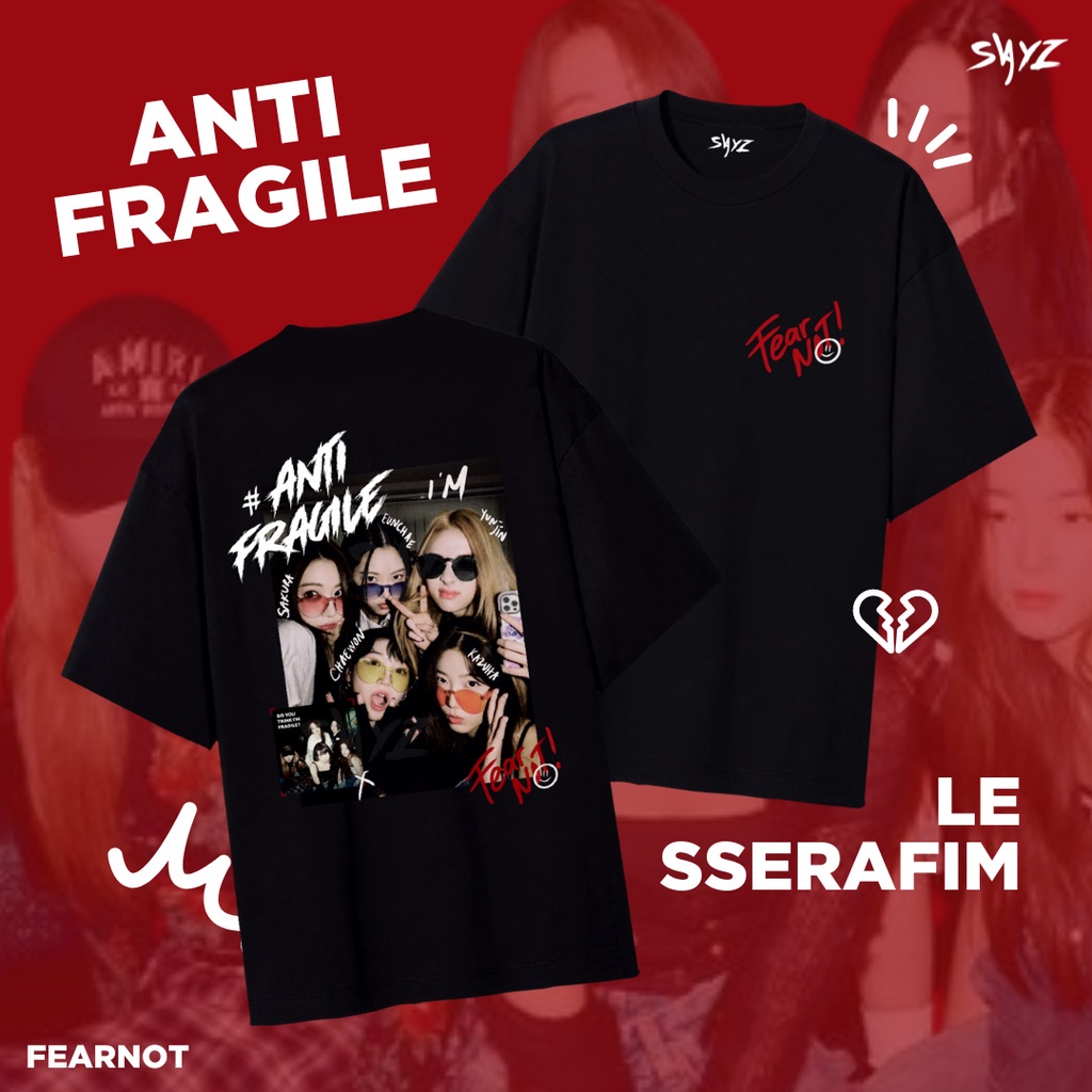 ร่ำรวย <พร้อมส่ง〗เสื้อยืด Le Sserafim'Anti Fragile' Album ver - Yunjin Kazuha Sakura Chaewon Eunchae