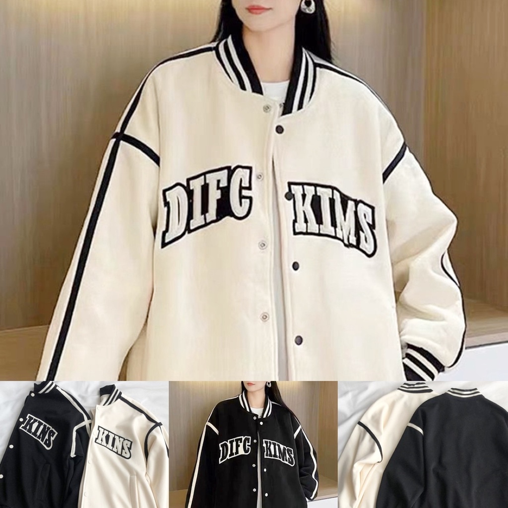 F1 ส่งไว เสื้อแจ็คเก็ตบอมเบอร์ แต่งแถบ ลาย DIEC KINS กระดุมแป๊ก