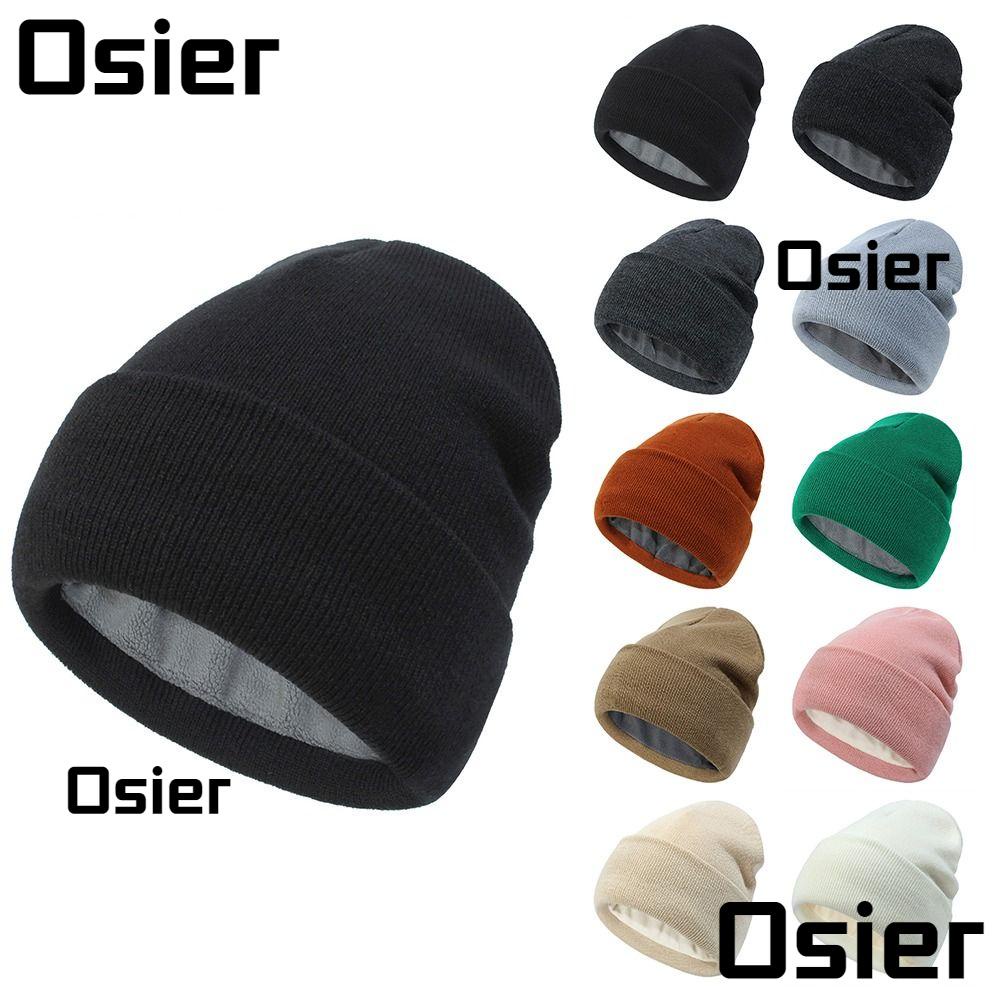 Osier1 หมวกบีนนี่ ผ้าขนแกะถักหนานุ่ม ให้ความอบอุ่น แฟชั่นฤดูหนาว สําหรับผู้ชาย และผู้หญิง