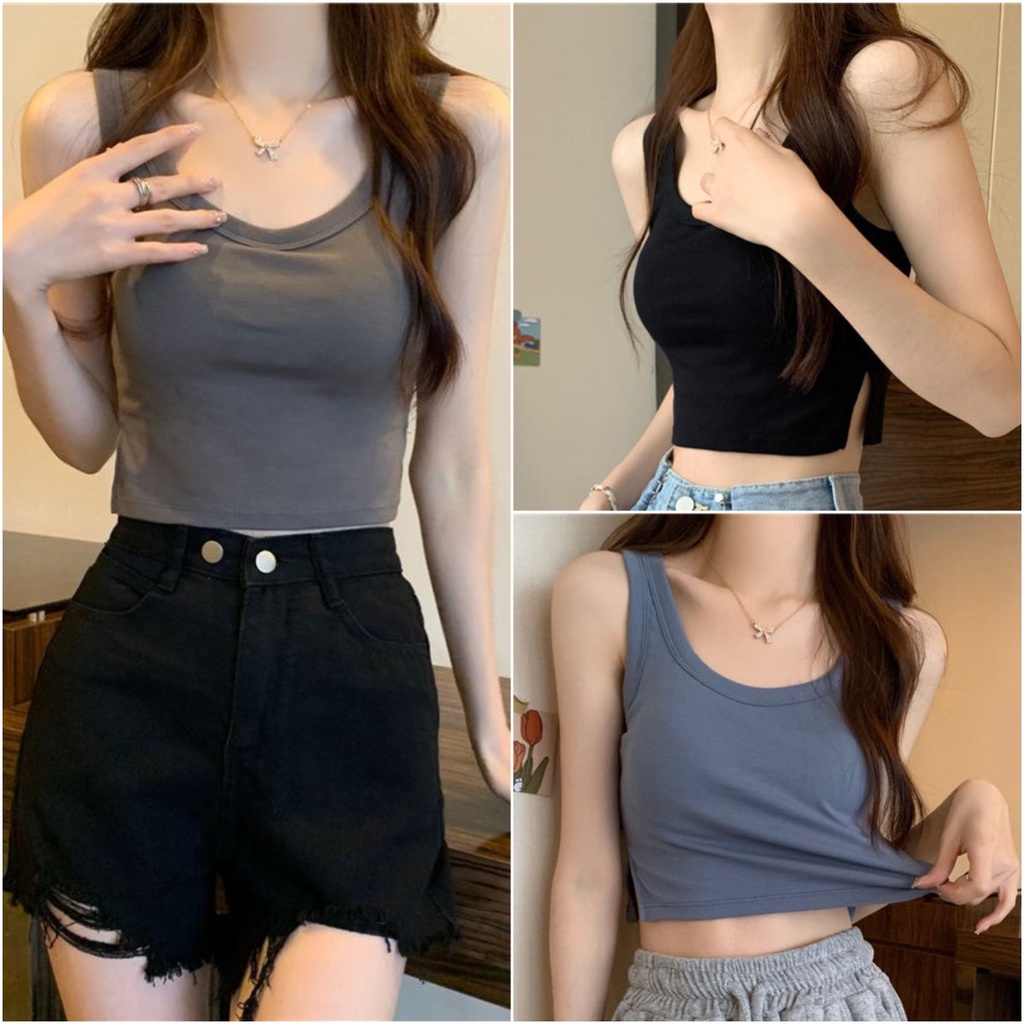 พร้อมส่ง เสื้อกล้าม ผ่าข้าง สุดน่ารัก แนวสปอร์ต ฟรีไซต์ แฟชั่นสไตล์สาวเกาหลี