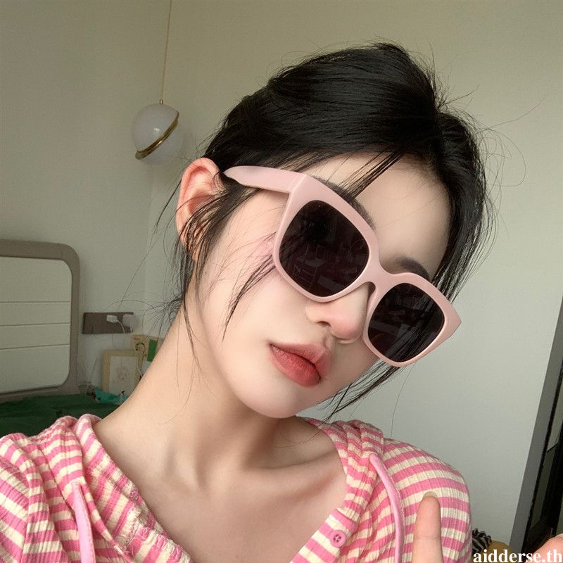 COD แว่นตากันแดด กรอบสี่เหลี่ยม ขนาดใหญ่ ป้องกันรังสียูวี สีชมพู แฟชั่นเรโทร สําหรับผู้หญิง