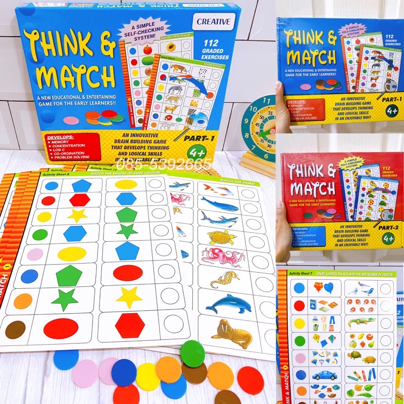 MooShi - ชุดโจทย์สำหรับเด็ก 3-6 ปี ฝึกทักษะ มี 2 Level แนวสาธิต Think & Match