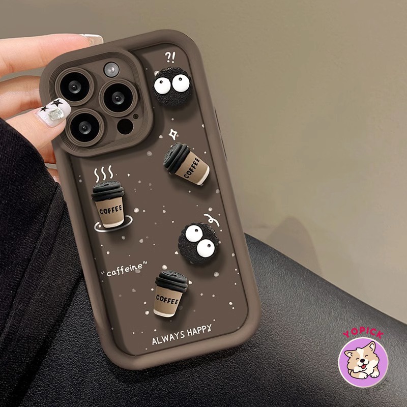 สําหรับiphone16 16pro 16promax 16Plusหนังเคสโทรศัพท์15 15pro 15promax 14 13promax xs xsmax xr 6 7 8 6plus 7 8plus 12 11การ์ตูนโทรศัพท์กาแฟBriquette Cover JGS