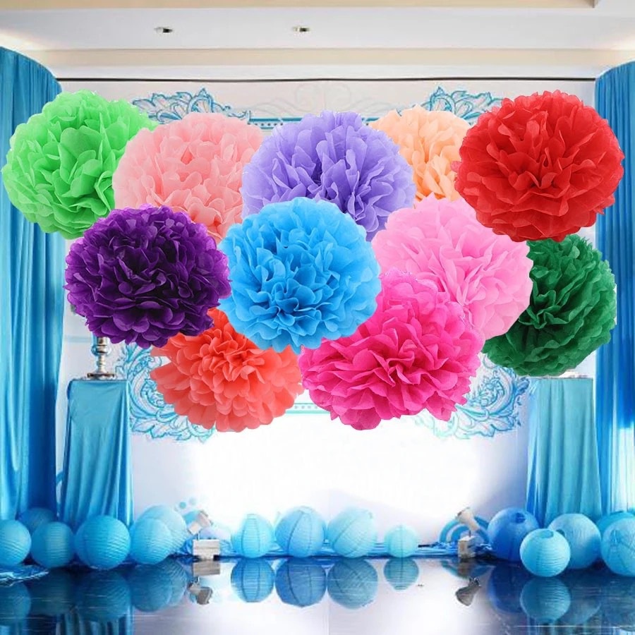 10 ชิ้น DIY 10 นิ้ว (25 ซม.) กระดาษทิชชู่ปอมปอม ดอกไม้ บอล สําหรับอาบน้ําเด็ก วันเกิด งานแต่งงาน ตกแต่งบ้าน งานฝีมือ ดอกไม้