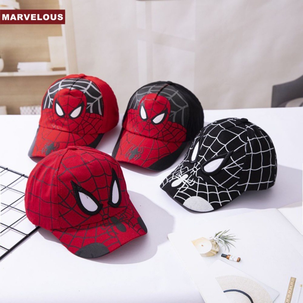 หมวกเบสบอล พิมพ์ลายการ์ตูน Spider Man สุดเท่ แฟชั่นสําหรับเด็กผู้ชาย