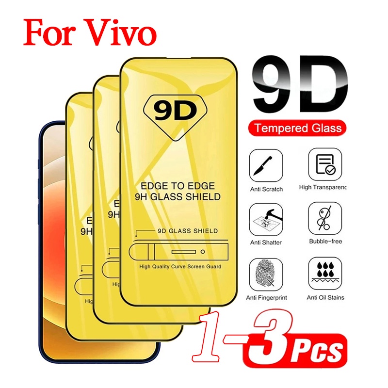 ฟิล์มกระจก แบบเต็มจอ 9D For VIVO Y21 Y17S Y20 Y11 2019 Y15S V30 Pro Y20 Y22 Y36 V27 Y50 Y12S Y19 Y17 Y16 Y15 Y02S 4G 5G