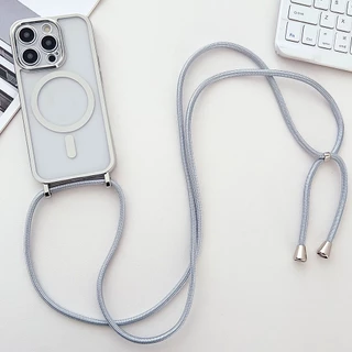 แม่เหล็กโปร่งใสไร้สายชาร์จ Lanyard สําหรับ iPhone 17 16 15 Plus 14 13 12 Pro Max 11 17Air กรณีนุ่มกันกระแทก Crossbody สร้อยคอเชือกฝาครอบ