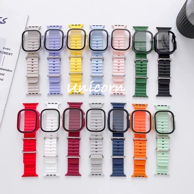 สายนาฬิกาข้อมือซิลิโคน สําหรับ Apple watch Ultra 49 มม. band 44 มม. 45 มม. 40 มม. 41 มม. 42 มม. iWatch series 9 8 7 6 5 4 3 se