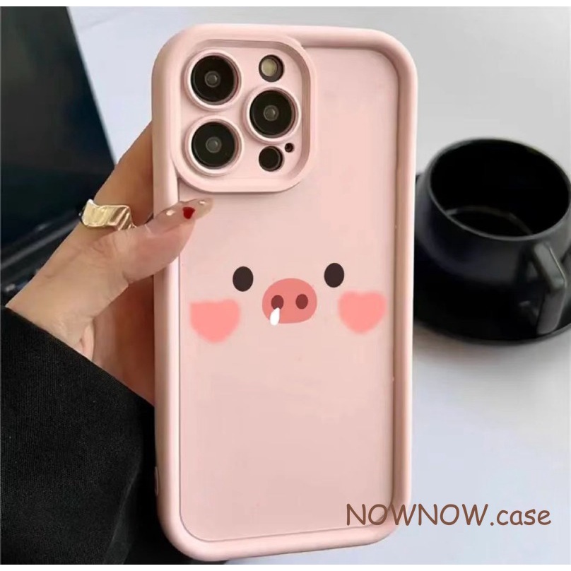 เคสโทรศัพท์มือถือ แบบนิ่ม ลายการ์ตูนหมูน่ารัก สีชมพู สําหรับ iPhone 15 14 13 12 11 Pro MAX X XR XS MAX 7 8 Plus