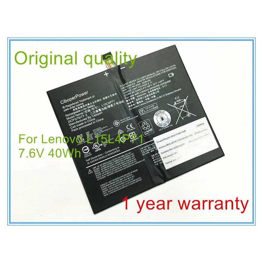 แบตเตอรี่แล็ปท็อป    for L15C4P71 L15L4P71 5B10J40259 5B10J40264 for MIIX 700