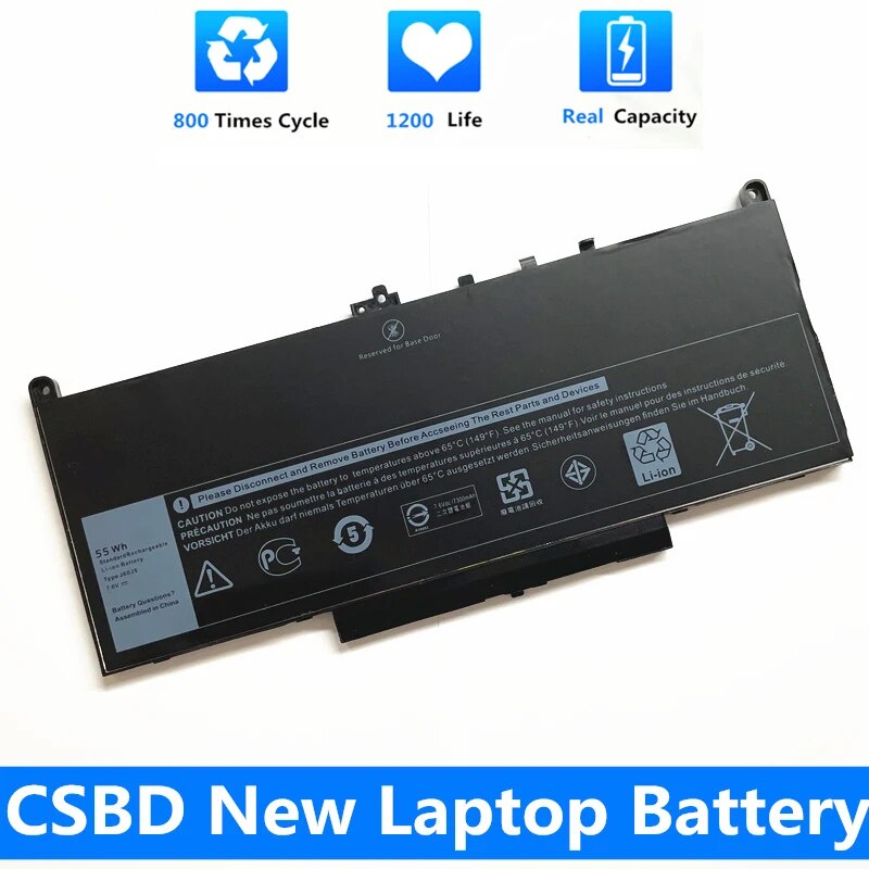 แบตเตอรี่แล็ปท็อป 7.6V 55Wh J60J5 Replacement  For Dell Latitude E7270 E7470 E7260 7270 J6OJ5 R1V85 