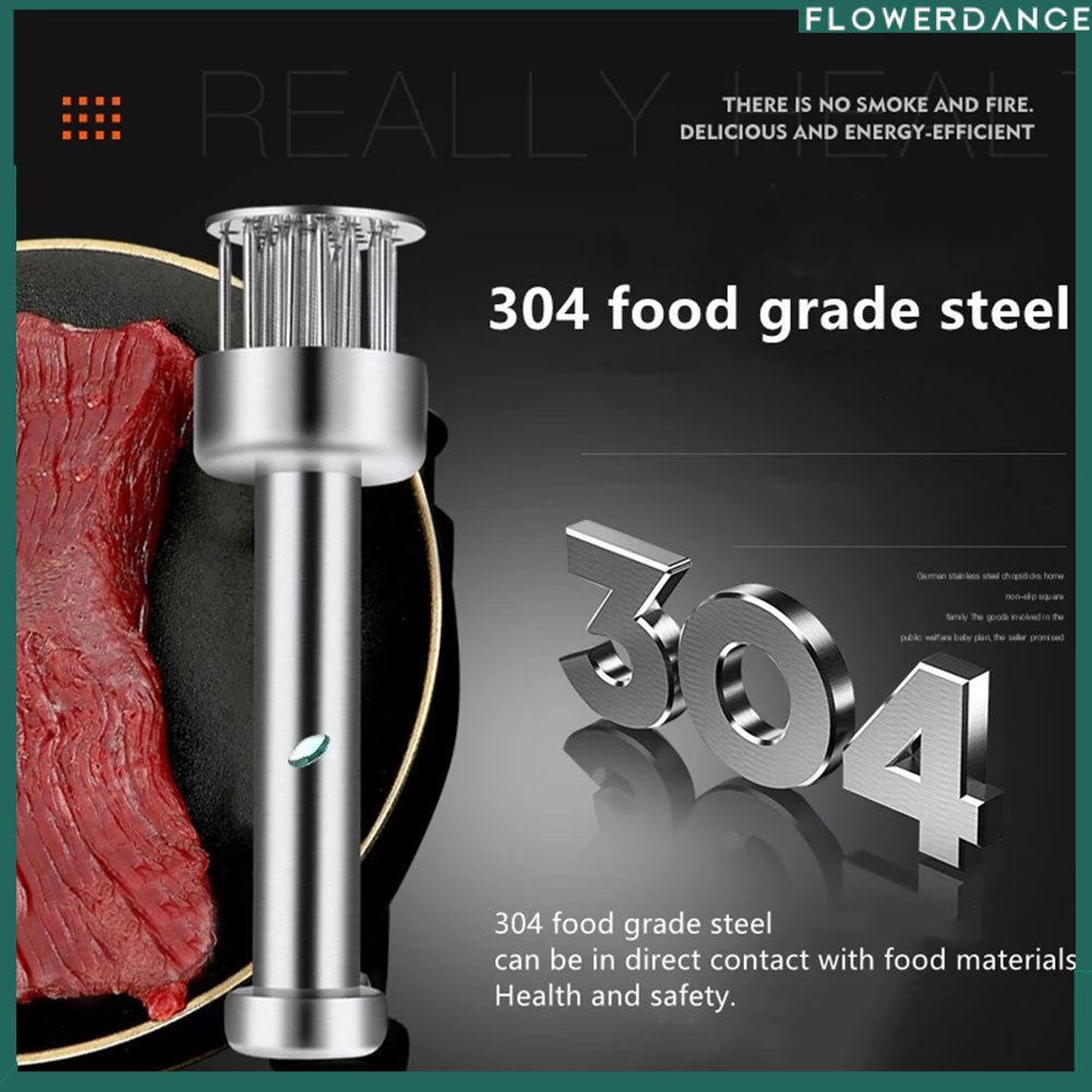 สแตนเลสสตีลเนื้อ Tenderizer Pin เข็ม Prong Chef ครัวเครื่องมือ Tenderizing สเต็กเนื้อเข็มสแตนเลส Prong Chef เครื่องมือทำอาหารดอกไม้
