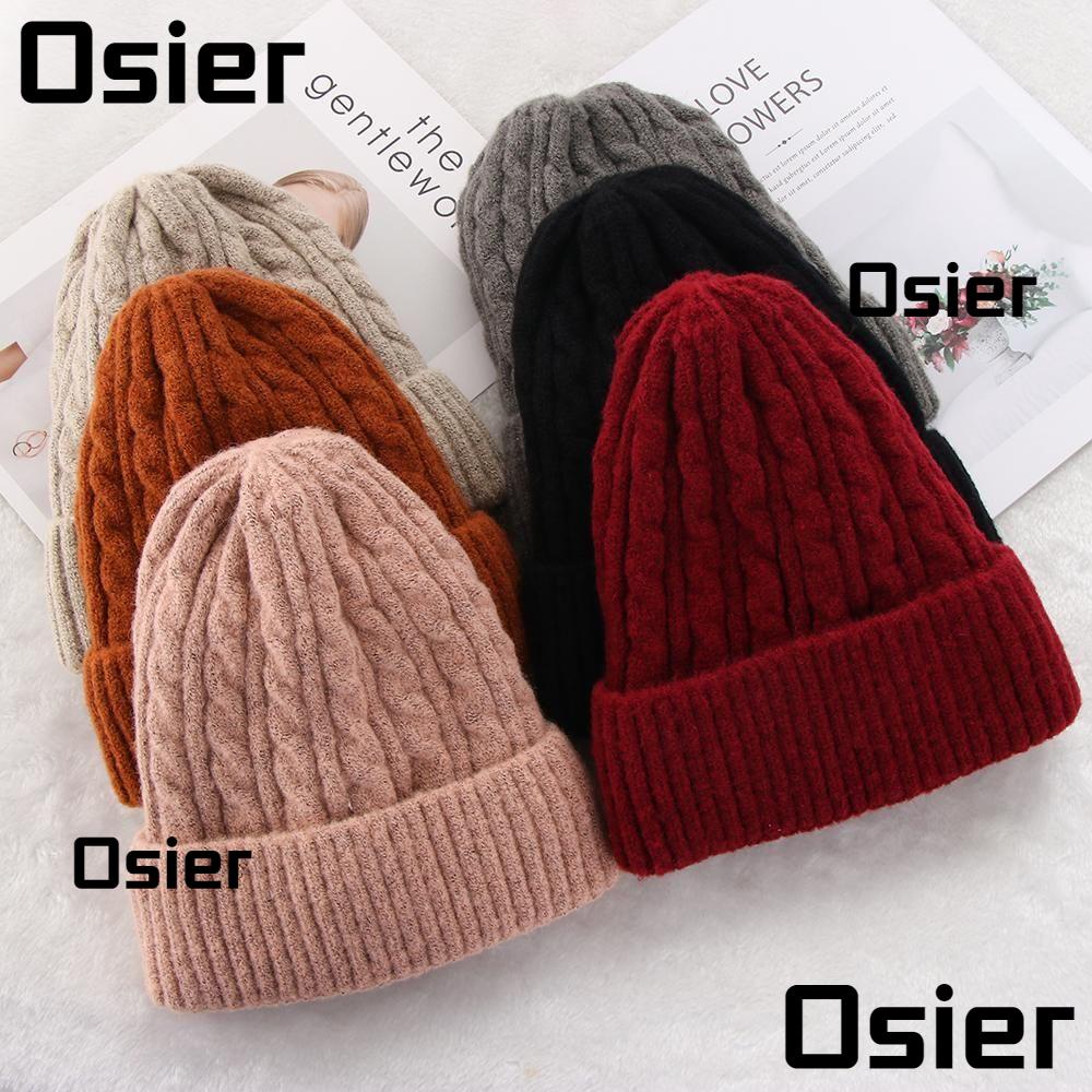 Osier1 หมวกบีนนี่ ผ้าวูลถัก สีพื้น แบบนิ่ม