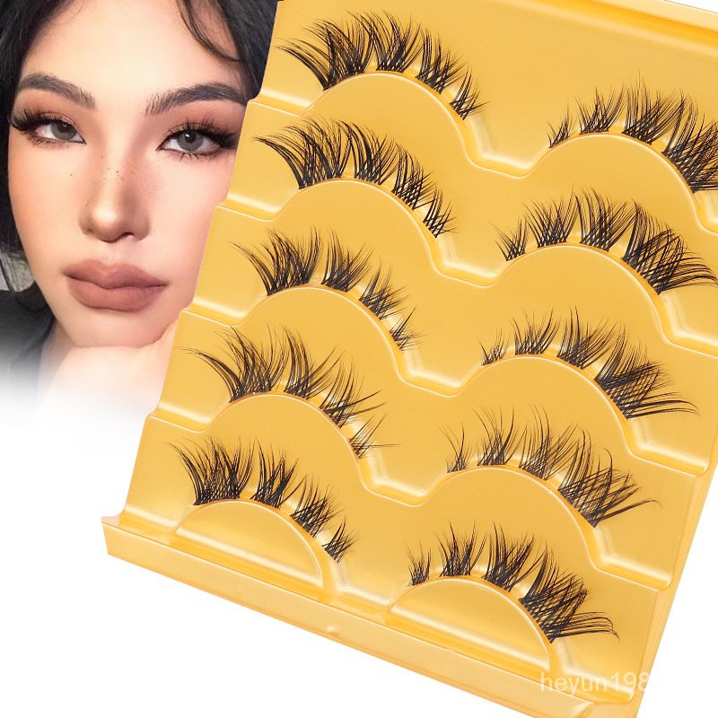 โรงงานขนตาปลอม Cross-Border Supply เฉียง Flying Fox Eyelashes 5 คู่ Segmentable Self-Grafting Eyelashes