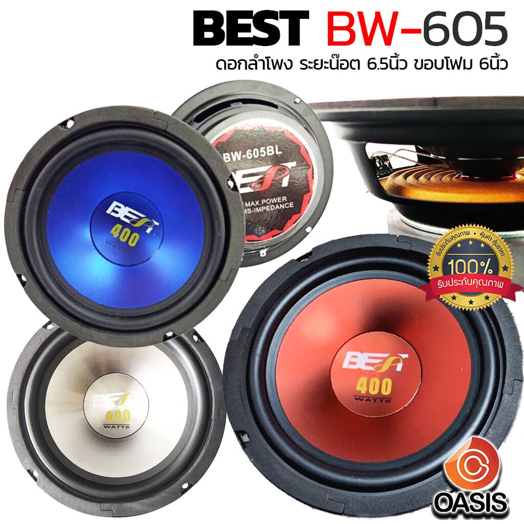 [Max 400วัตต์] ดอกลำโพง 6.5 นิ้ว BEST BW-605S BW-605BL BW-605R ดอกลำโพงรถยนต์ซับวูฟเฟอร์ ลำโพงซับวูฟ