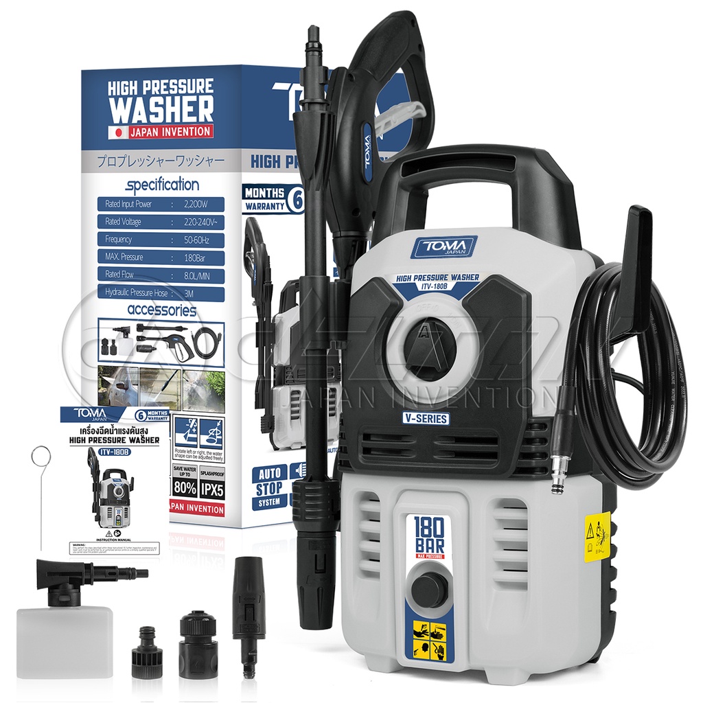 TOMA JAPAN เครื่องฉีดน้ำแรงดันสูง 180 บาร์ 2200 วัตต์ High Pressure Washer V-SERIES รุ่น ITV-180B - รูปที่ 6