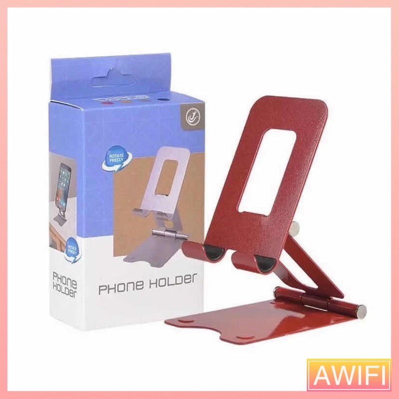 AWIFI ที่ตั้งโทรศัพท์ ขาตั้งโทรศัพท์ ที่ตั้งโทรศัพท์มือถือ ที่ตั้งไอแพด ขาตั้งโทรศัพท์บนโต๊ะแบบเหล็ก พับเก็บได้#C14