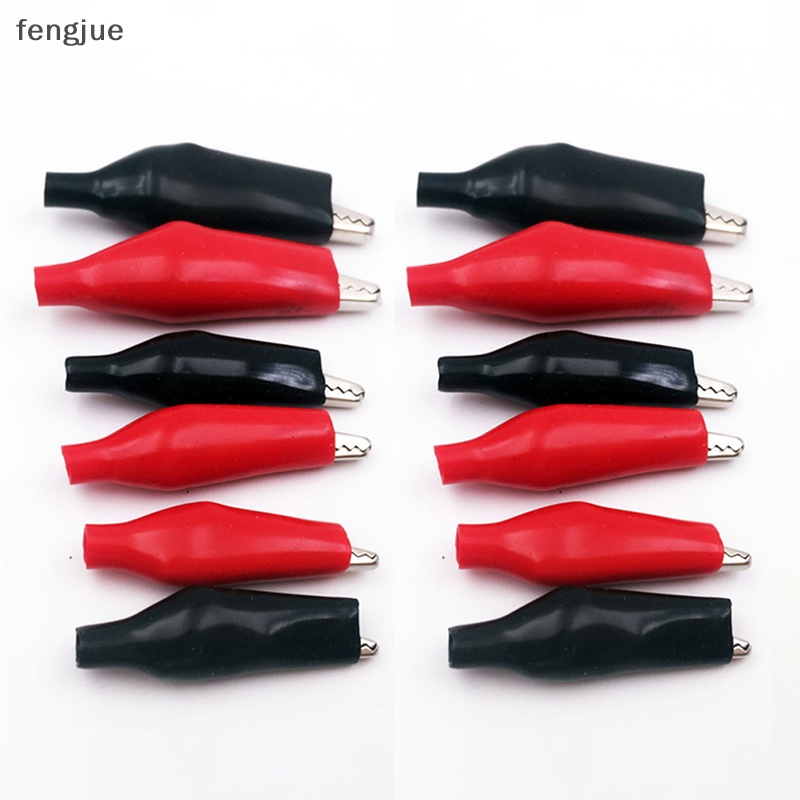 Fengjue คลิปหนีบปากจระเข้ พลาสติกนิ่ม ขนาดเล็ก 28 มม. สีดํา แดง น้ําเงิน ดํา เหลือง 12 ชิ้น