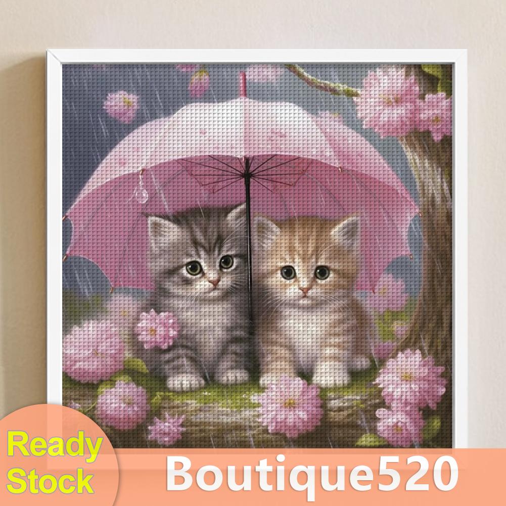 [boutique520.th] ชุดปักครอสสติตช์ ผ้าฝ้าย พิมพ์ลายแมว 11CT 40x40 ซม.