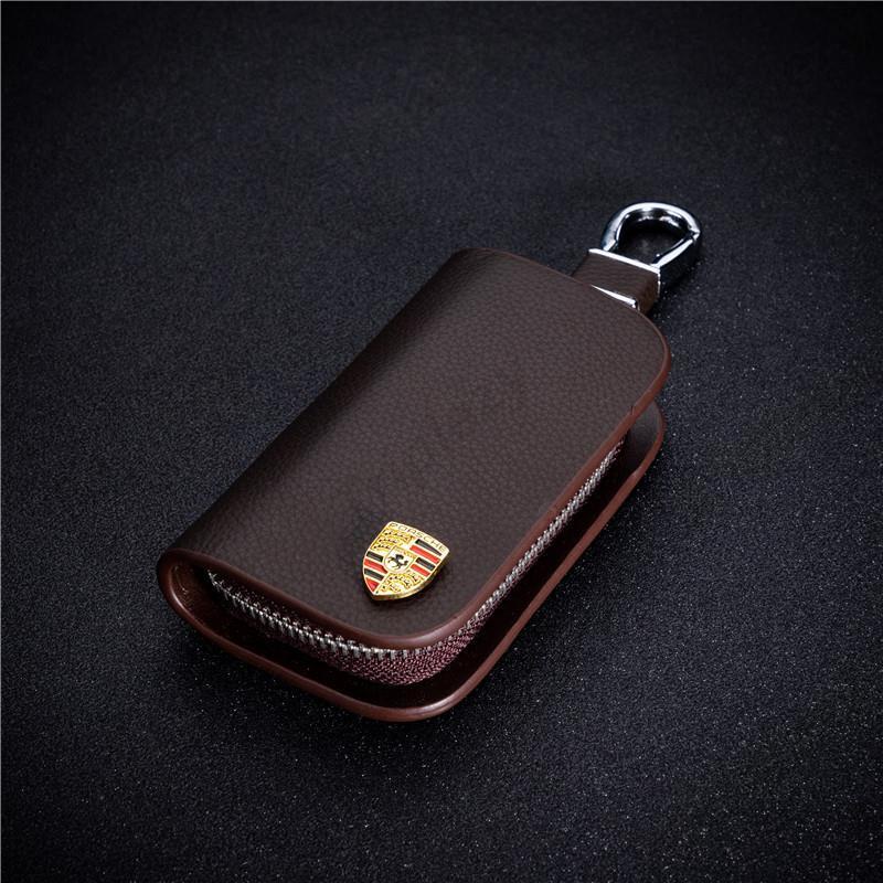 เคสรีโมตกุญแจรถยนต์หนัง แบบกระเป๋าสตางค์ สําหรับ Porsche Macan Panamera Boxster Cayman Cayenne Coupe
