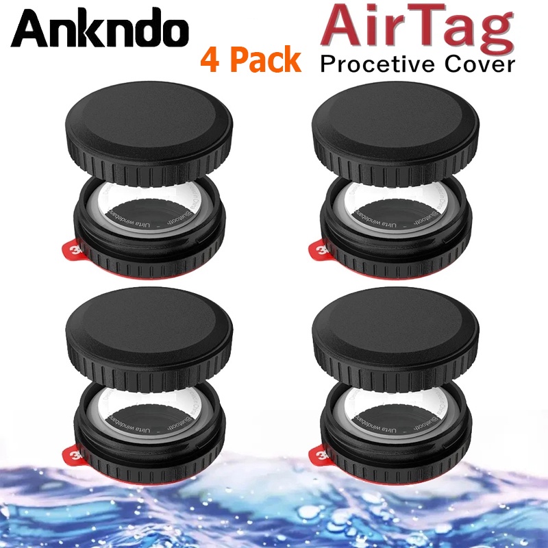 เคสกันน้ํา IPX8 4 ชิ้น สําหรับ Air/Tags เคสป้องกัน พร้อมสติกเกอร์กาว ป้องกันการสูญหาย GPS ตัวระบุตํา