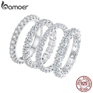 Bamoer แหวนเงิน 925 ประดับโมอิส หรูหรา เครื่องประดับแฟชั่น ส…