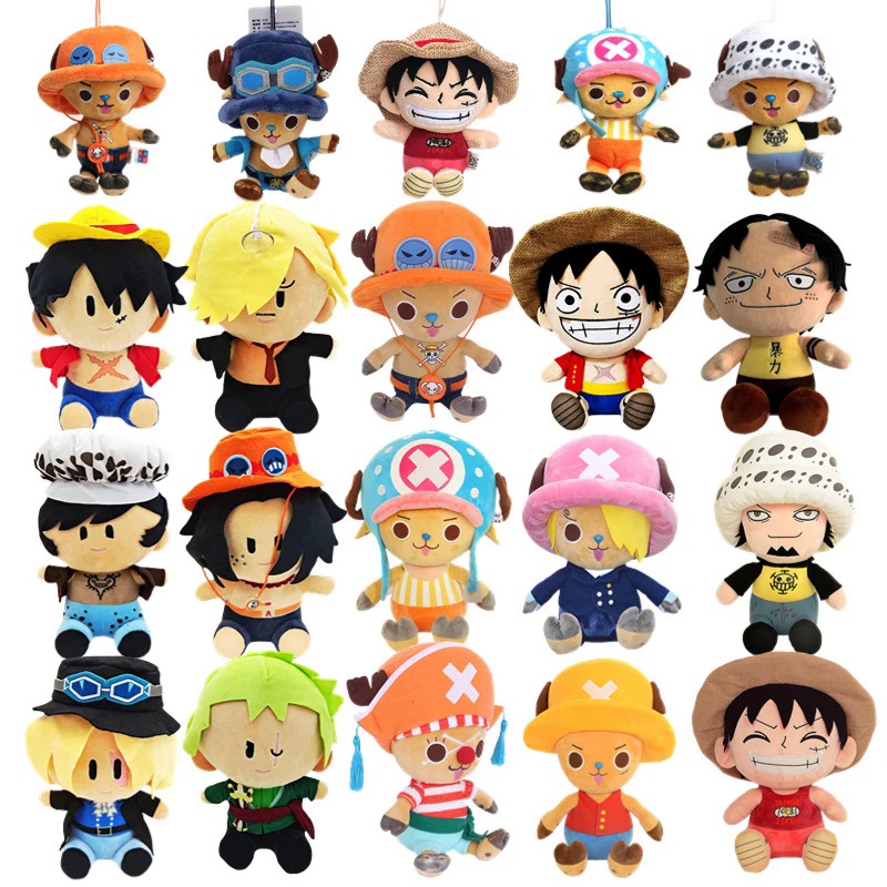 12-25CM One Piece Plush Toy Cute Luffy Roronoa Zoro Chopper Anime Figure Stuffed Plush Dolls Keychai
