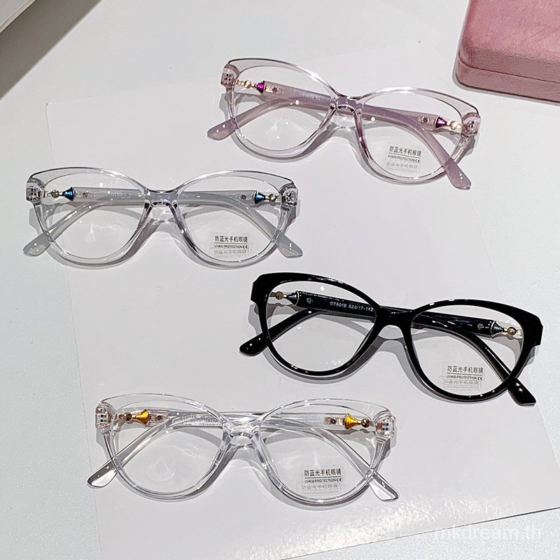 แว่นสายตาสั้น -50 ถึง -600 กรอบแว่นตา แว่นตาแฟชั่น พร้อมตัวกรองแสง กรองแสงสีฟ้า กรอง มีรูปไข่ เหล้าองุ่น ผู้หญิง ผู้ชาย