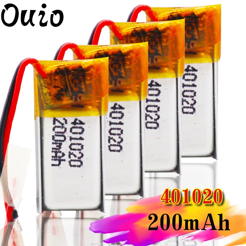 3.7v 200mah 401020 Lithium Polymer Li-po Rechargeable Battery For Toys Cars Bluetooth Speaker Blueto
