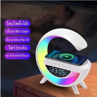 ลําโพงบลูทูธไร้สาย รูปนาฬิกาปลุก มีไฟ LED 7 สี แบบพกพา